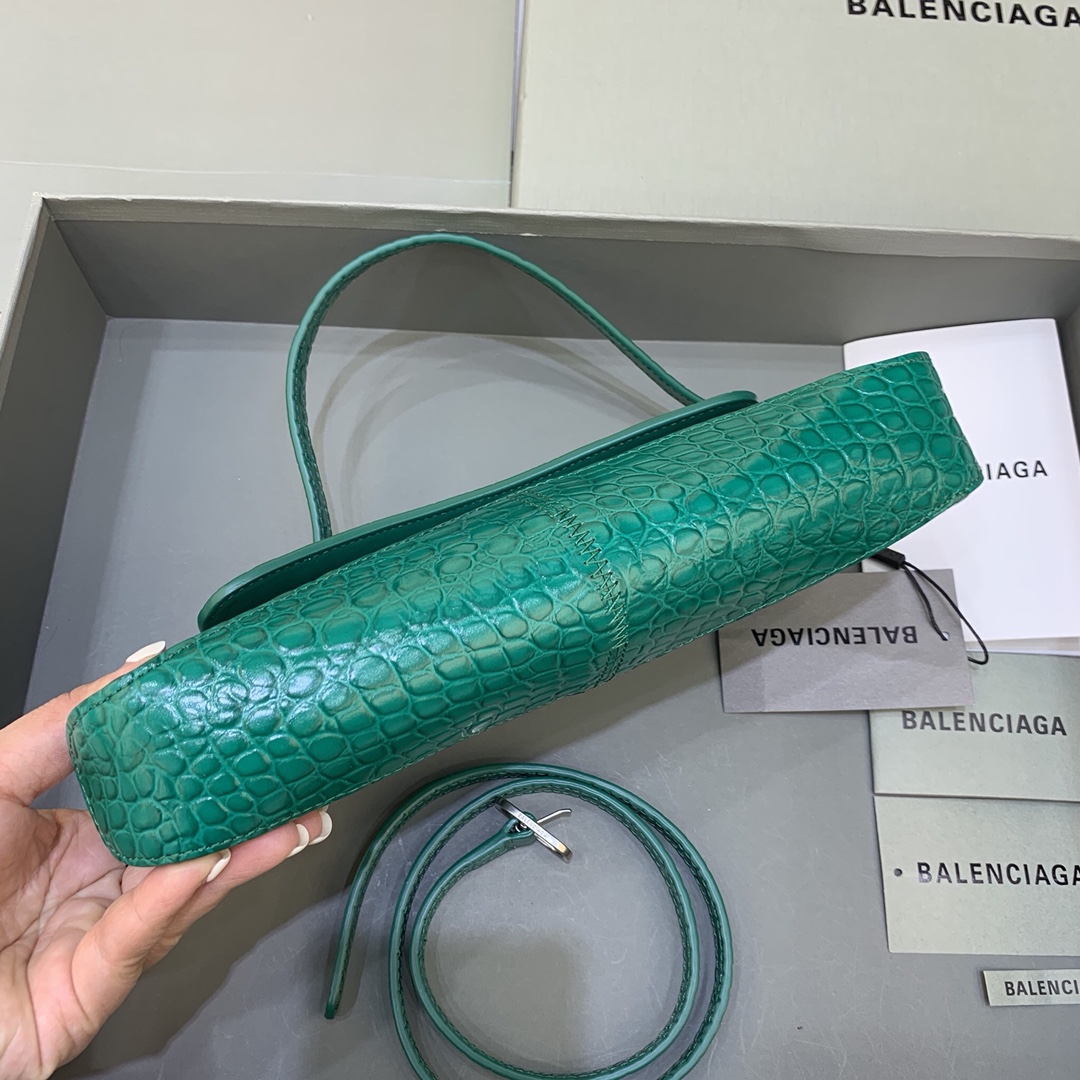 Balenciaga XX Small Flap Bag Crocodile Embossed Green